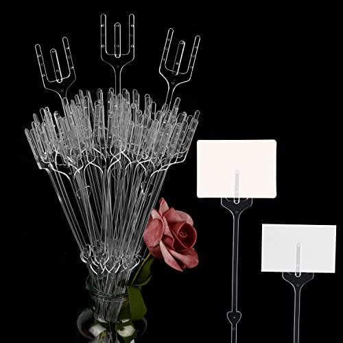 KIMOBER 100PCS Clear Plastic Place Card Holders