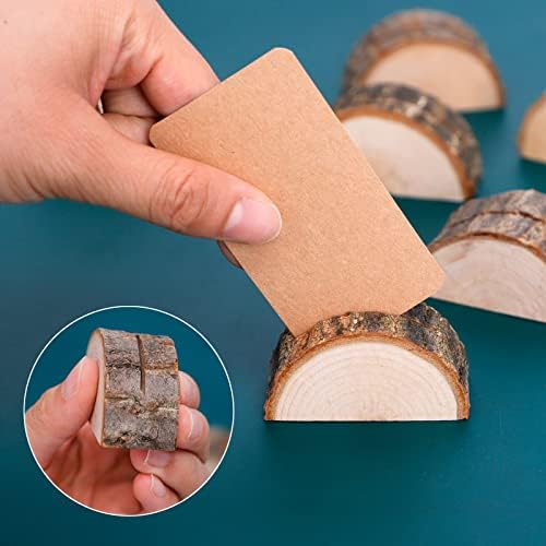 Semi-Circular Wood Place Card Holders with 40Pcs Kraft Cards