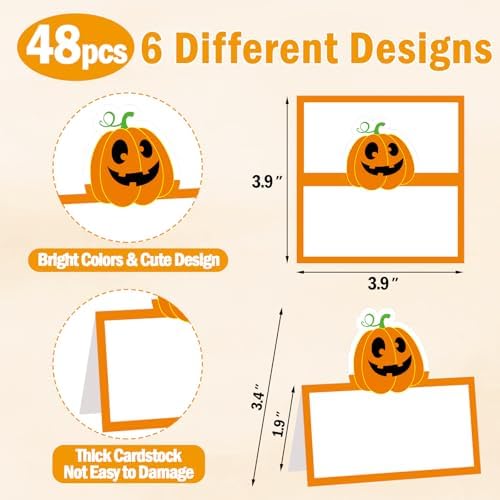 48 Pcs Halloween Place Cards with Funny Designs