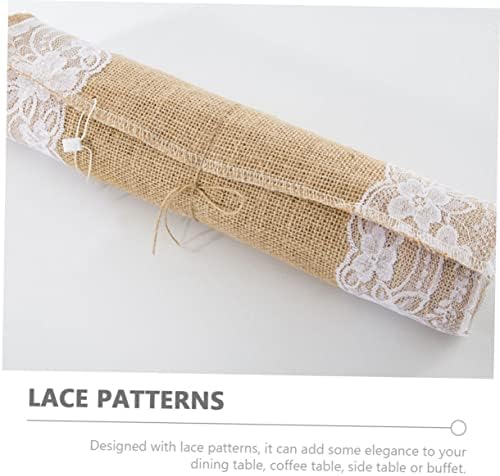 PRETYZOOM Decorative Linen Table Runner with Lace Design