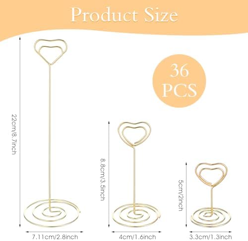 MAQUITA 36pcs Rose Gold Place Card Holder for Weddings