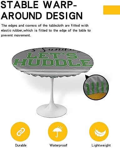 Grey Football Round Waterproof Table Cover for Indoor Outdoor Use