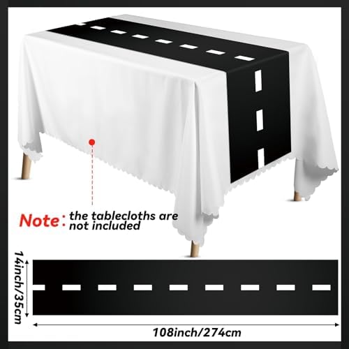 Preboun 12 Pcs Plastic Checkered Table Runner Race Track Theme