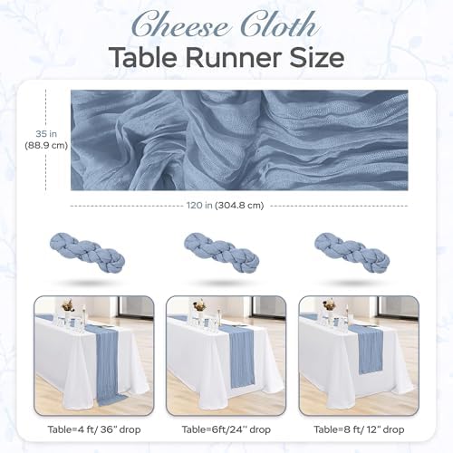 Dusty Blue Cheesecloth Table Runner 3 Pack