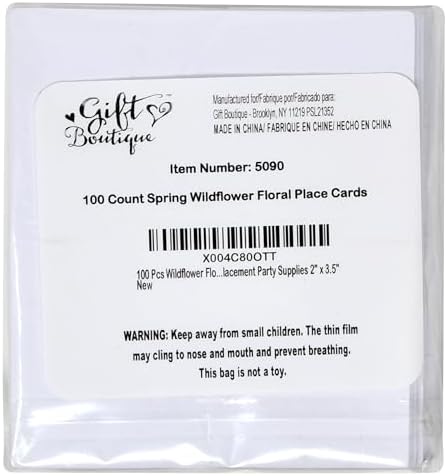 100 Floral Wildflower Place Cards for Wedding and Party Use