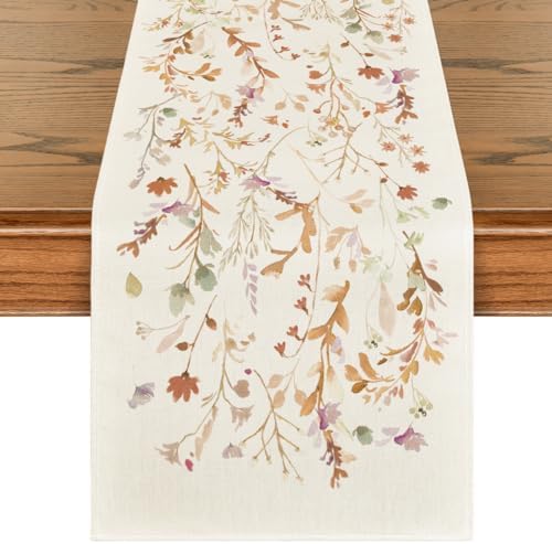 Artoid Mode Floral Leaves Fall Table Runner 13x72 Inch
