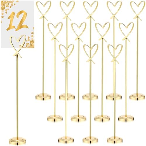 Kosiz 12 Pcs Gold Heart Table Number Holders