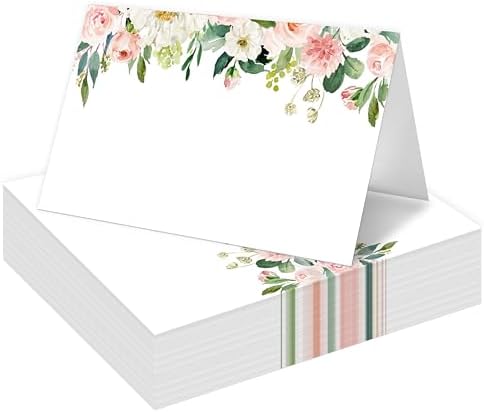 Floral Themed Table Place Cards 25 Pack White
