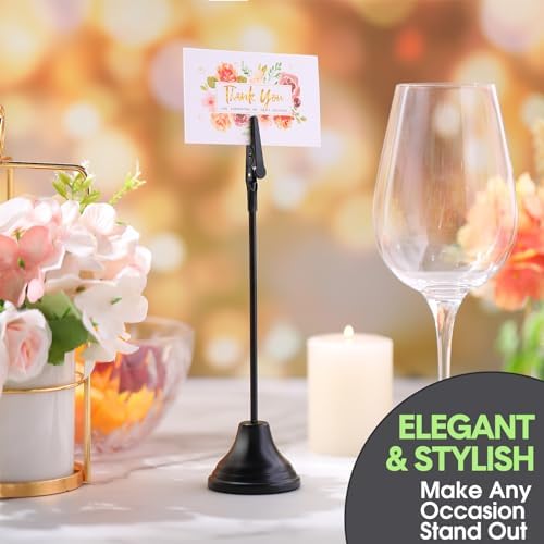 12 Pcs Table Number Holders with Alligator Clip - Black
