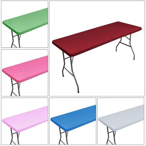 Rectangle Picnic Table Cloth Fuchsia Waterproof Elastic Tablecover for 5ft Tables