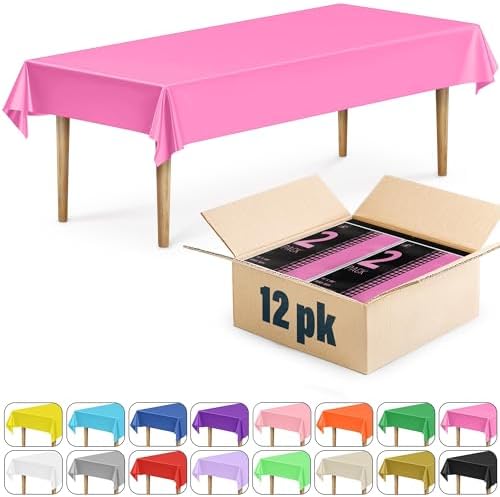DecorRack 12-Pack Fuchsia Tablecloths for Parties