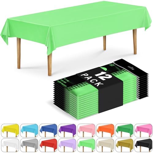 DecorRack 12 Pack Heavy-Duty Tablecloths - Lime Green