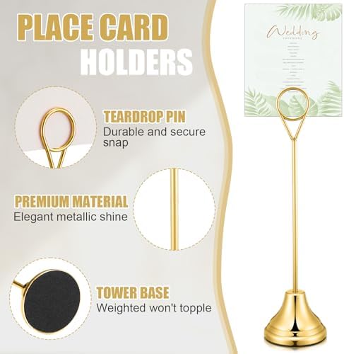 Marspark 16 Pcs 8 Gold Metal Table Number Holders