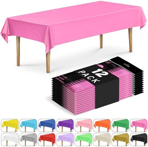 DecorRack 12-Pack Fuchsia Tablecloths for Parties