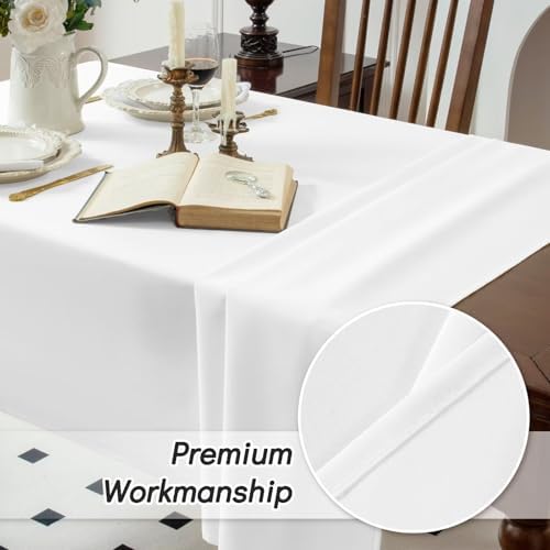 Comfonew White Rectangle Tablecloth 60x84 Inch