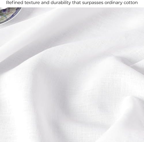 DMoksha Homes White Linen Tablecloth 60x120 Inch
