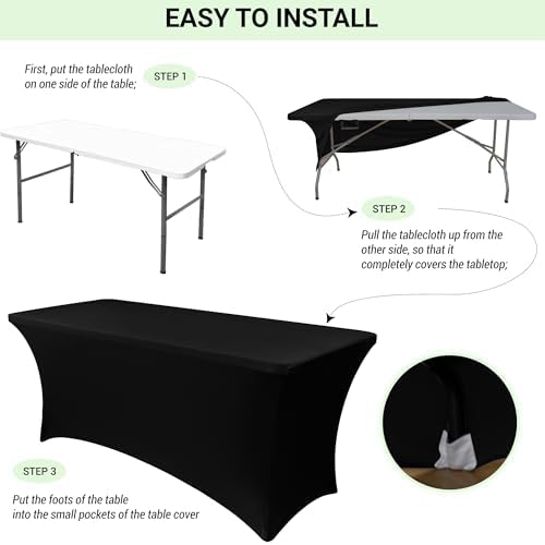 Obstal 6 Pack Stretch Spandex Table Covers for 6 Foot Tables 1