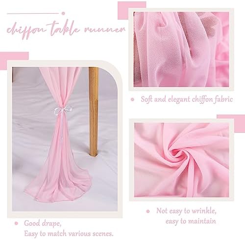 2 Pack 10ft Blushing Pink Chiffon Table Runner