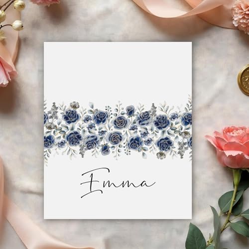 Blue Flower Place Cards Set of 25 for Wedding Banquet Events