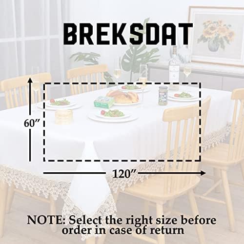 BrekSdat Beige Lace Tablecloth Waterproof Oilproof Spillproof Rectangle Farmhouse Cover
