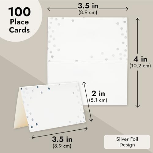 Best Paper Greetings 100 Pack Silver Foil Place Cards