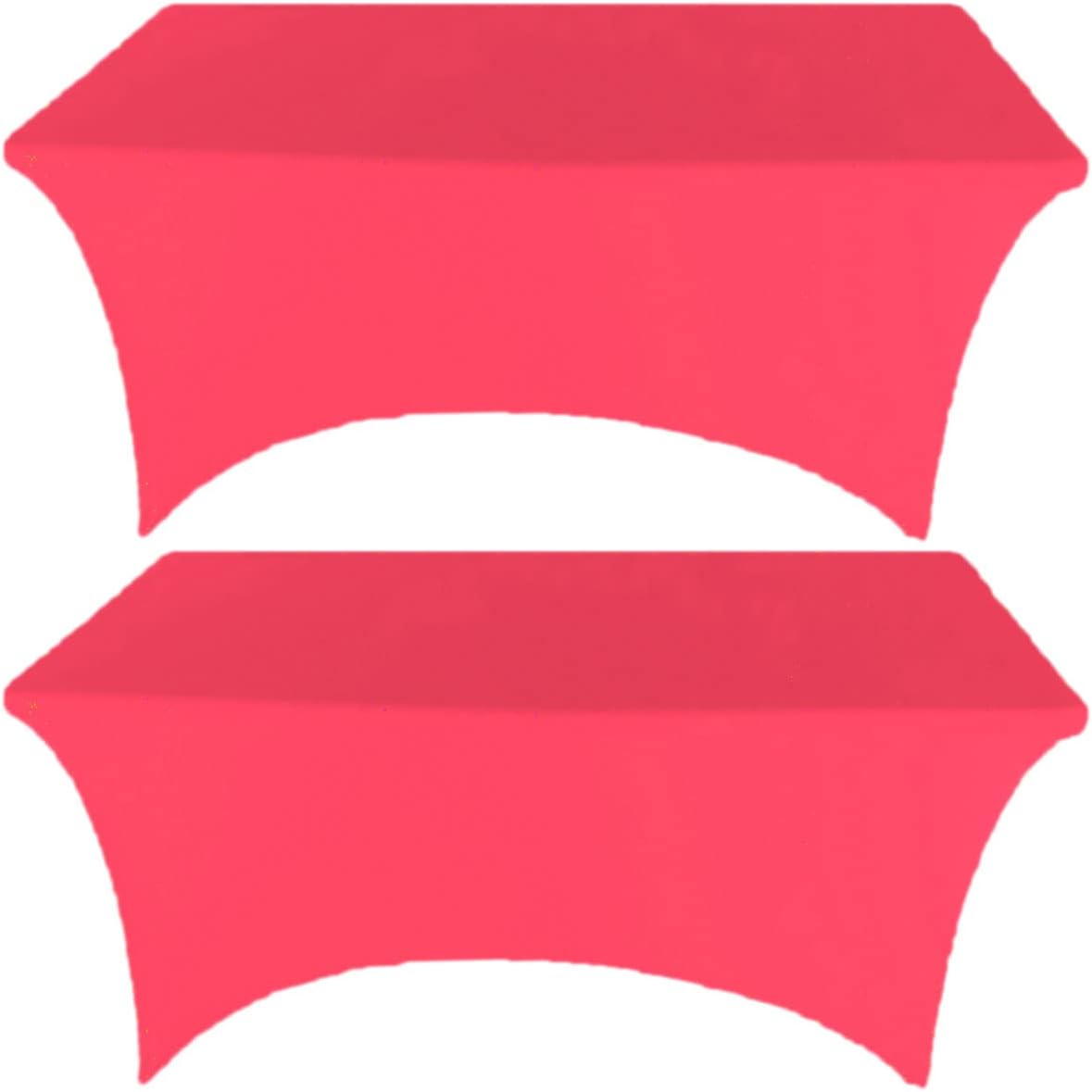 2 Pack 8FT Fuchsia Spandex Tablecloth Stretch Fitted for Rectangular Table