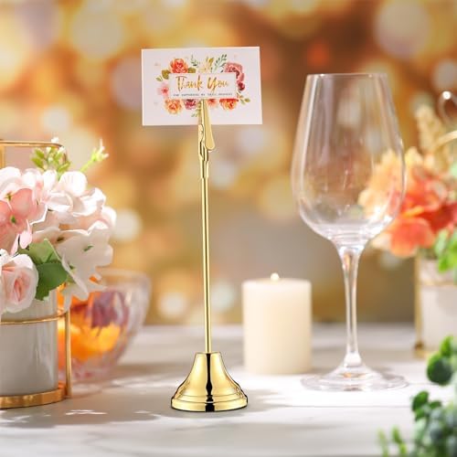 12 Pcs Gold Table Number Holders with Alligator Clip