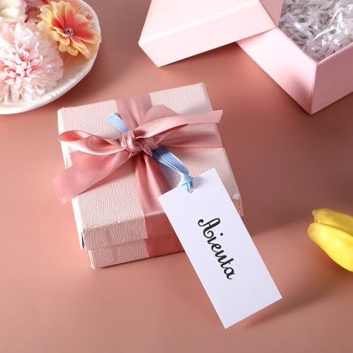 50 PCS Elegant Place Cards with Blue Sateen Ribbons