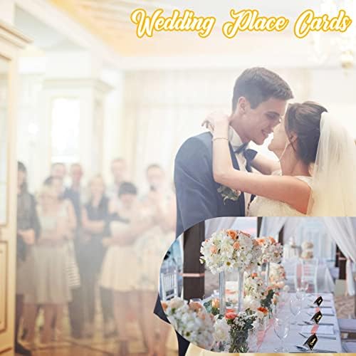 100 Pcs Black Place Cards with Gold Pen for Weddings