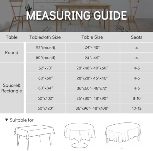 Comfonew White Rectangle Tablecloth 60x84 Inch