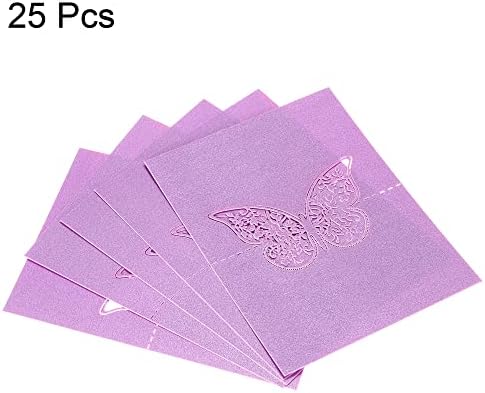 PATIKIL Table Name Place Cards 25Pcs Purple Butterfly Cut Design
