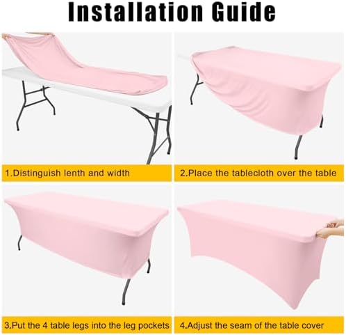 Smiry 2 Pack Spandex Table Cloth 4FT Pink