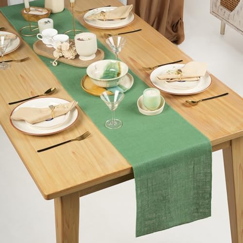 RAJRANG Mineral Green Jute Table Runner Set of 2
