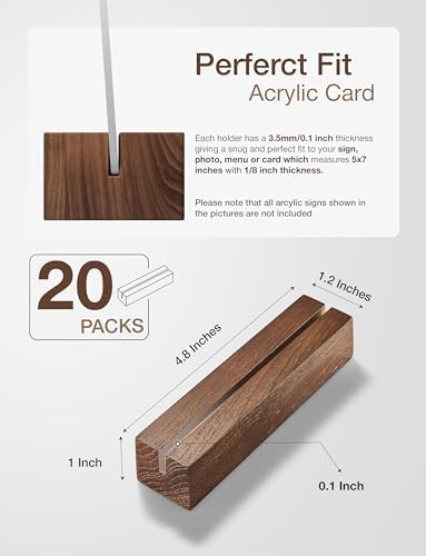 20 pcs Oak Wood Place Card Holder with Walnut Stain