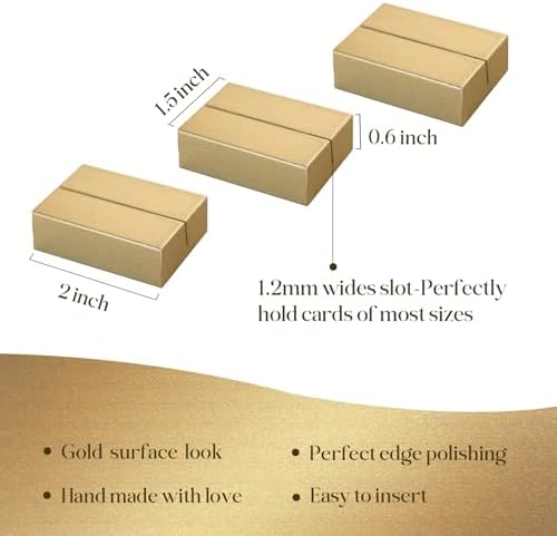 UNIQOOO 12 Pack 2 Inch Gold Birch Place Card Holders