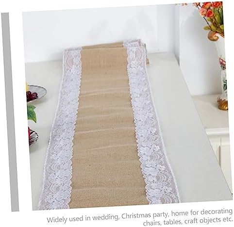 Ciieeo Linen Lace Table Runner for Weddings and Parties
