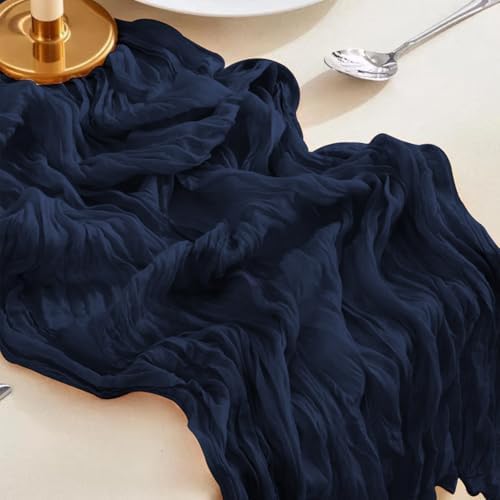 16 Pack Navy Blue Cheesecloth Table Runners 10FT