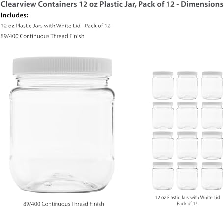 12 Pack Clearview Jars with Leak Proof Lids
