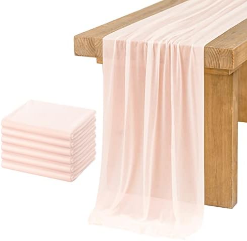 Lings Moment 6-Pack Blush Pink Table Runners with Silver Sparkle