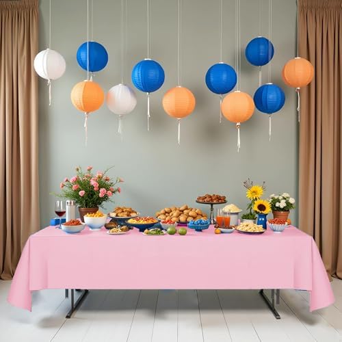 6 Pack Pink Disposable Tablecloth for Rectangle Tables 54x108 Inch Party Cover
