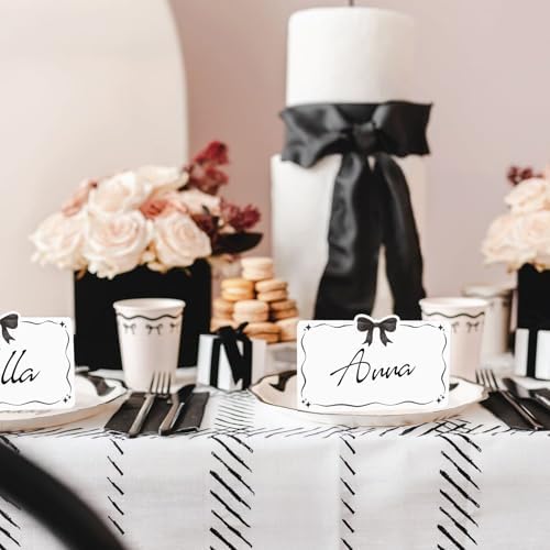 50pcs Black Bow Place Cards for Table Settings 1