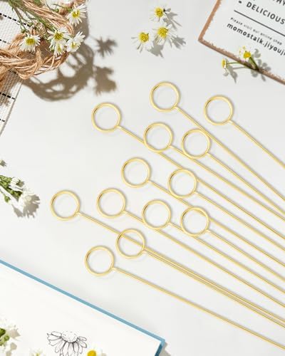 30Pcs Gold Round Floral Card Holder Picks