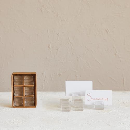 Creative Co-Op Clear Glass Cube Place Card Holders Set of 6
