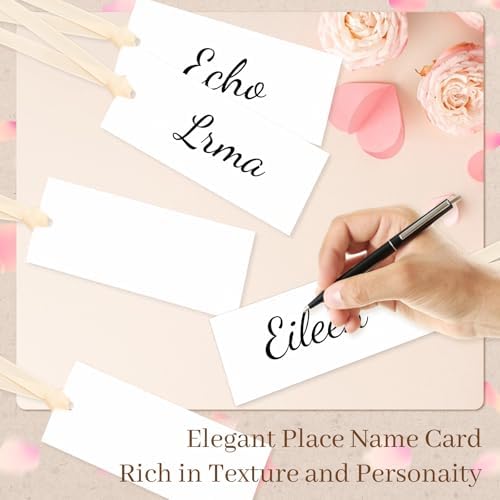50 Pcs Blank Wedding Place Cards with Slinky Ribbons