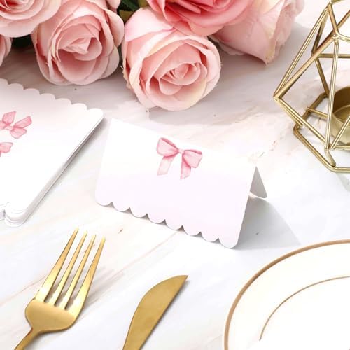 Whaline 80Pcs Pink Bow Place Cards