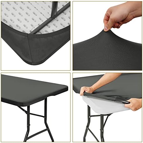 6 Pack Stretch Fabric Table Covers Fits 6 Tables Gray 30 x 72