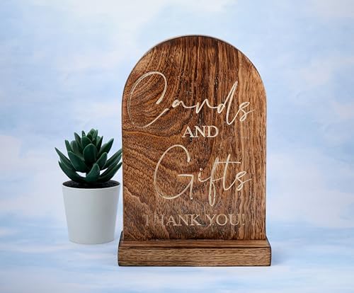 Wooden Cards and Gifts Sign with Stand 5x7 Black Wedding Sign