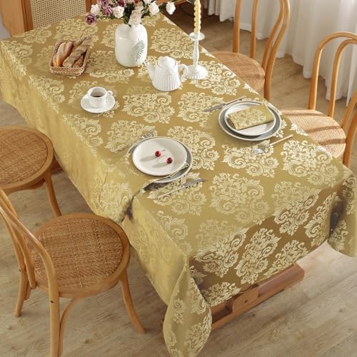 SASTYBALE Damask Gold Tablecloth 60x84 Inch