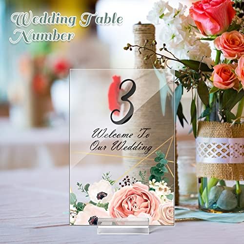 Yulejo 12Pcs Clear Acrylic Place Cards with Holders for Wedding Reception