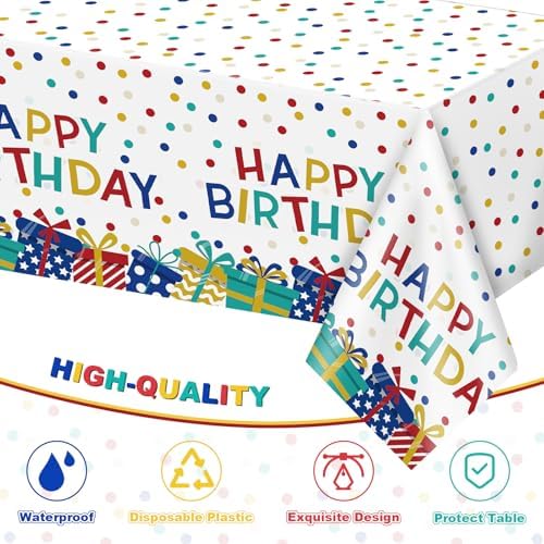 3 Pcs Plastic Tablecloth for Birthday Parties